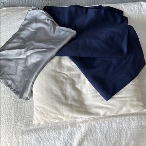 Navy and Silver Satin Pillowcases